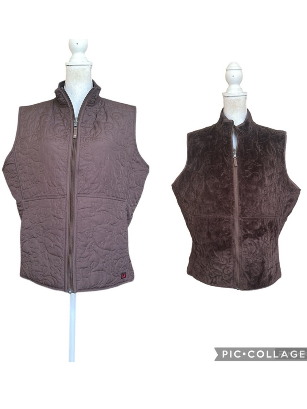 Woolrich Reversible Fleece Lined Brown Quilted Vest Size XL
